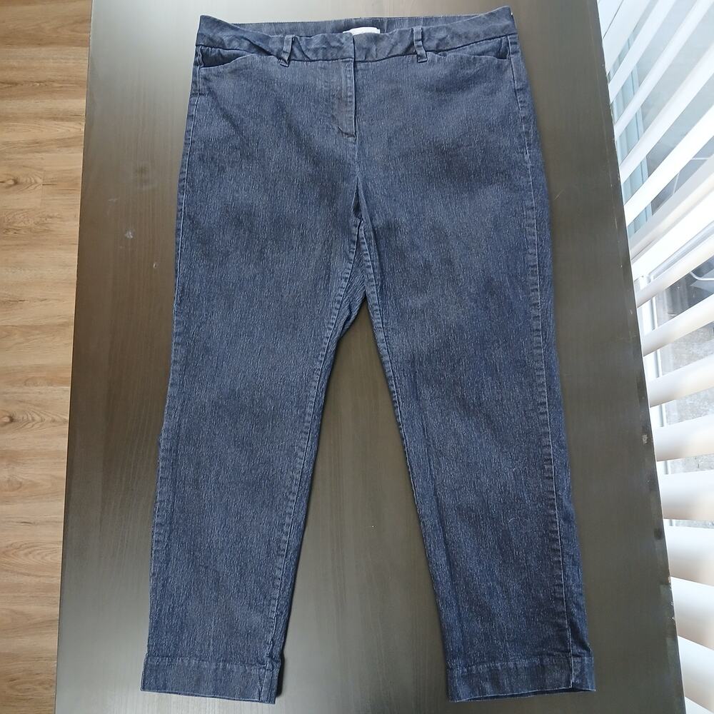 Liz Claiborne Emma Straight Mid-Rise Ankle Pants 12 stretch denim dark indigo